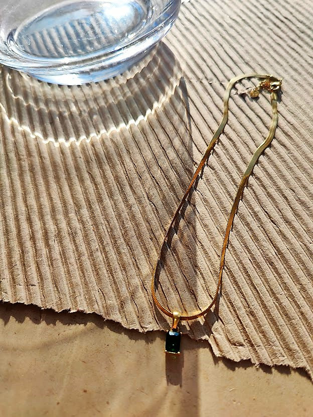Snake Chain Necklace - Emerald