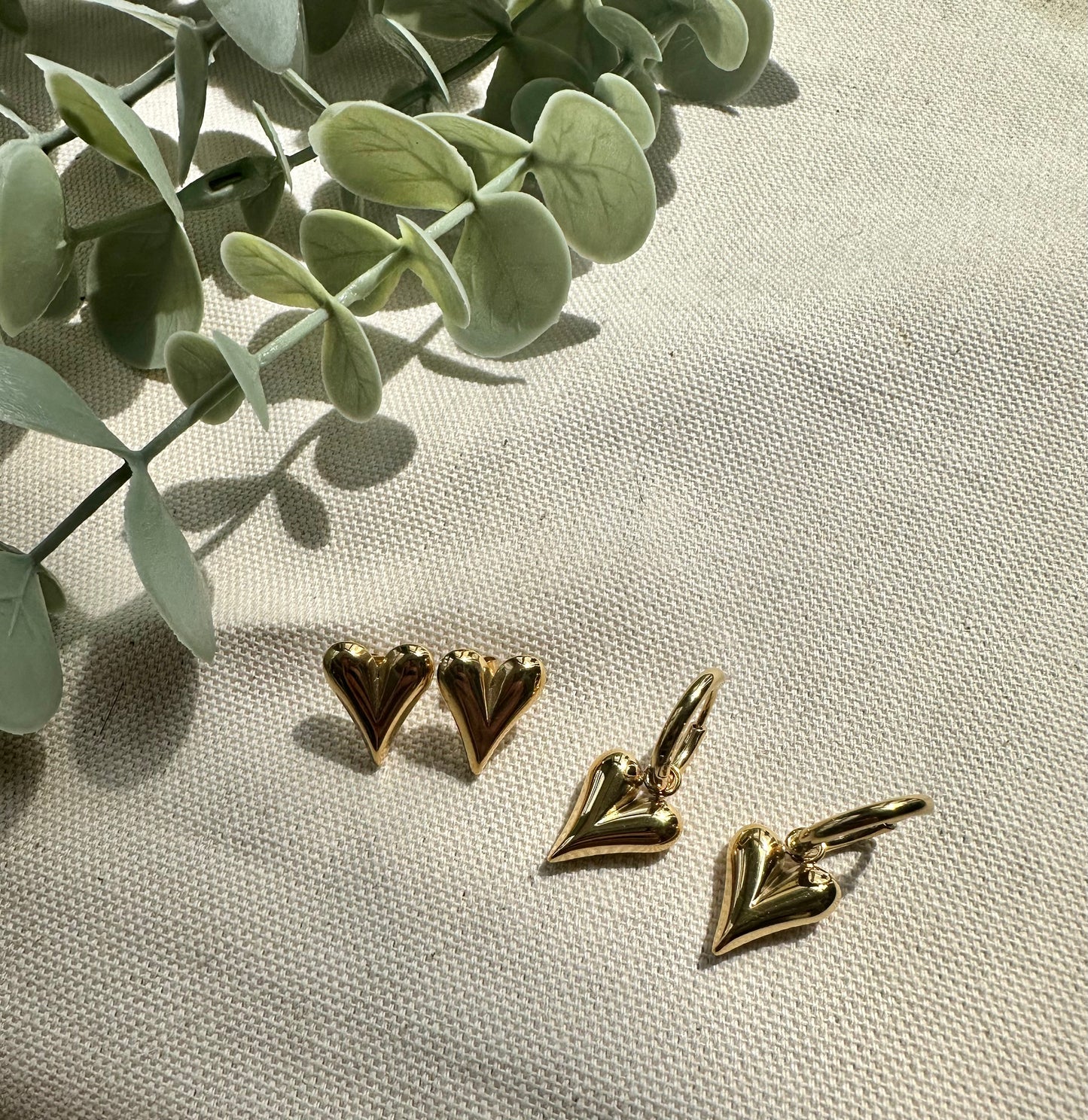 18k Gold Plated Heart Hoops